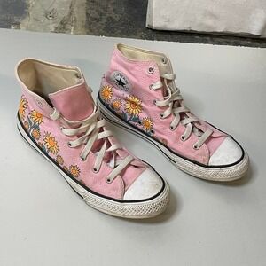 Converse Chuck Taylor All Star High Top Pink Sunflower‎ Sneakers Size 5.5